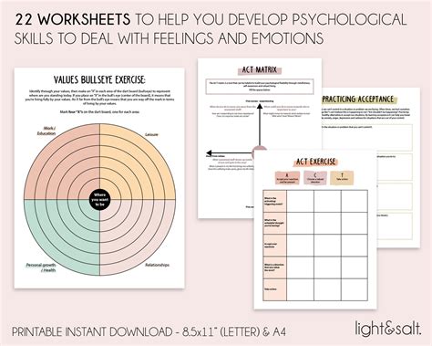 Act Therapy Worksheets Acceptance And Commitment Therapy Values