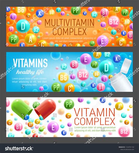 Vitamins And Multivitamins Complex Banners For Royalty Free Stock