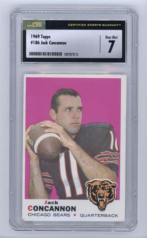 1969 Topps 186 Jack Concannon QB Chicago Bears CSG 7 Near Mint EBay