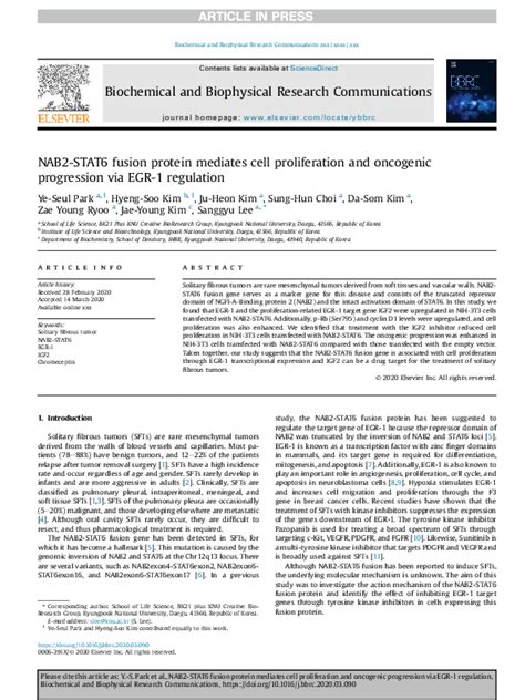 Pdf Nab2 Stat6 Fusion Protein Mediates Cell Proliferation And