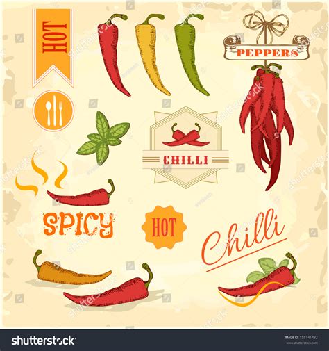 Chilli Chili Pepper Vegetables Product Label Packaging Design Stock Vector Illustration