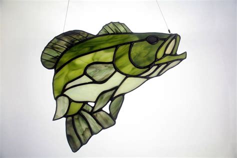 Stained Glass Bass Gifts For Men Wildlife Art Glass Art Etsy