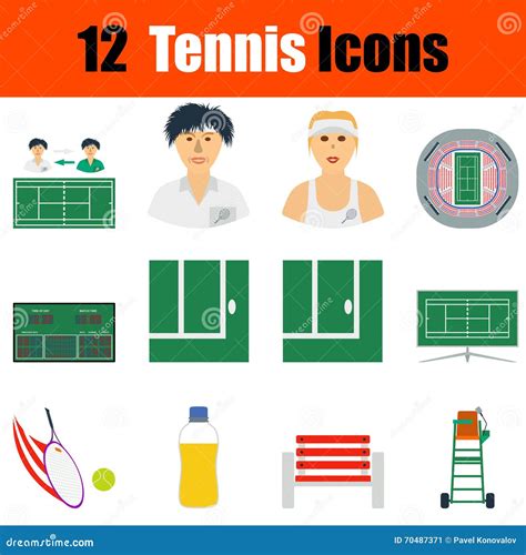 Tennis Icon Set Stock Vector Illustration Of Player 70487371