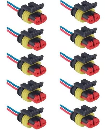 Kit 10 Conector Chicote Lanterna Led Lateral Carreta 2 Vias