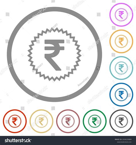 Indian Rupee Sticker Alternate Flat Color Stock Vector Royalty Free