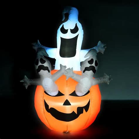 Outsunny 6 ft. LED Jack-O-Lantern with Ghosts Halloween Inflatable 830 ...