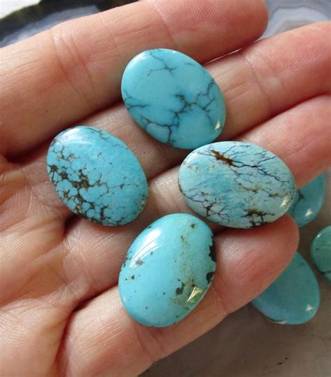 Natural Kingman Turquoise Cabochons Mm X Mm Oval Genuine Etsy