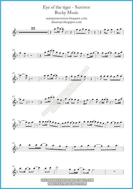 Music Score Of Eye Of The Tiger By Survivor Rocky Theme Sheet Music