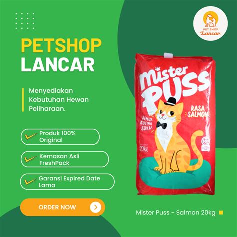 Jual Makanan Kucing Mister Puss 20kg Cat Food Salmon Shopee Indonesia