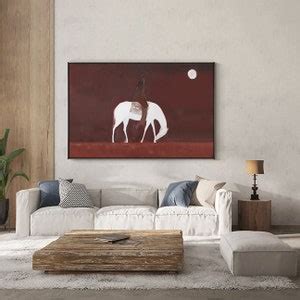 Abstract Horse Riding Oil Painting on Canvas, Original White Horse at ...