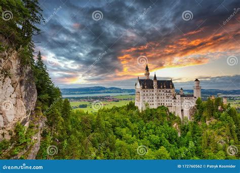 Neuschwanstein Castle in the Bavarian Alps at Sunset, Germany Stock ...