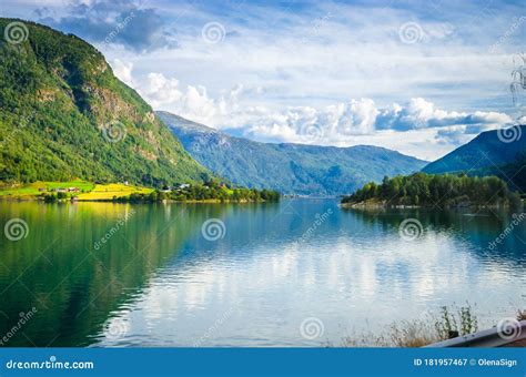 Panoramic View Of Sognefjord One Of The Most Beautiful Fjords In