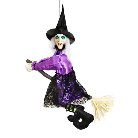 Halloween 28" Animated Hanging Flying Witch Prop Decoration, Kicking ...