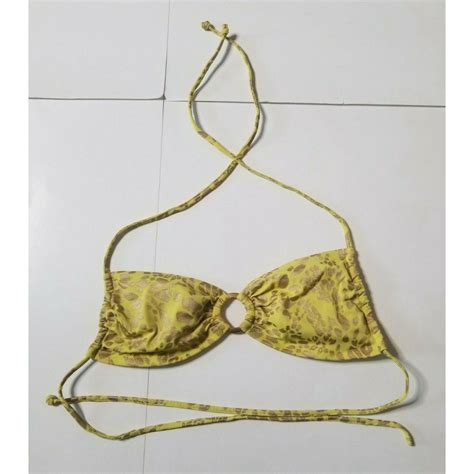 Victorias Secret Victorias Secret Sz M Bikini Top Leopard Yellow Gold