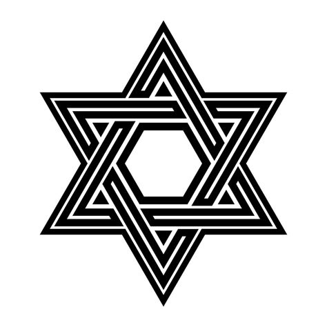 Jewish Star Of David Six Pointed Star In Black With Interlocking Style Vector Icon 552811 Vector