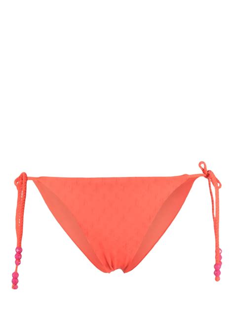Jimmy Choo Debossed Logo Bikini Bottoms Red FARFETCH