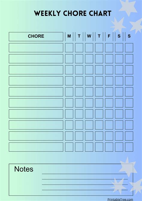 Free Printable Chore Chart PDF Template for Kids