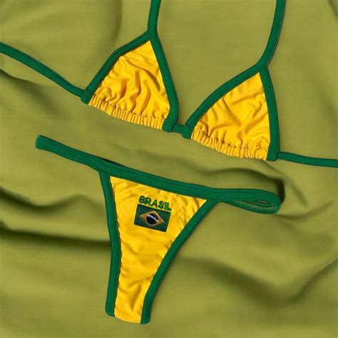 Brazilian Flag Bikini Lingerie Set Sexy Swimwear Adjustable Thong