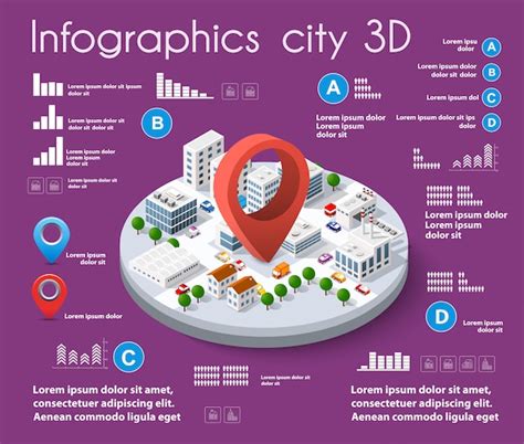 Infografía isométrica de la ciudad Vector Premium