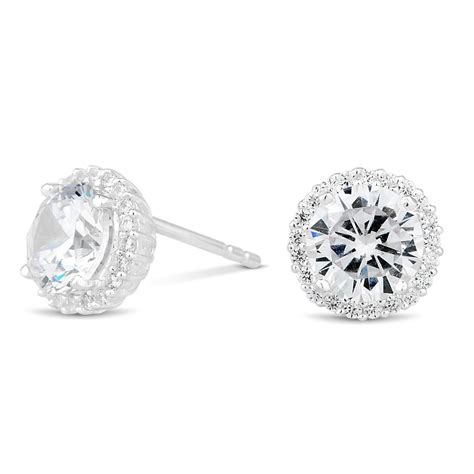 Simply Silver Sterling Silver Cubic Zirconia Pave Surround Stud