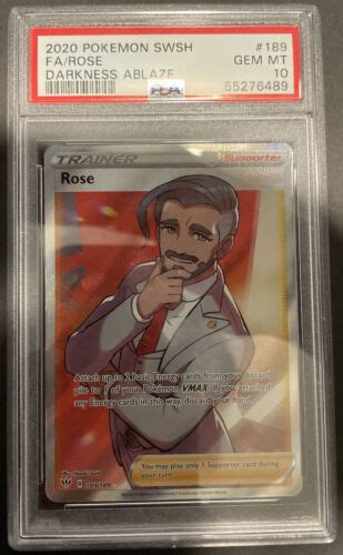 Psa Gem Mint Rose Darkness Ablaze Full Art Holo Pokemon Card