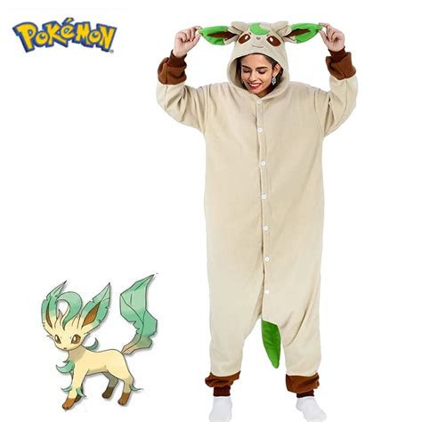 Pokemon Leafeon Onesie Cosplay Halloween Kost M Pyjamas Weihnachten