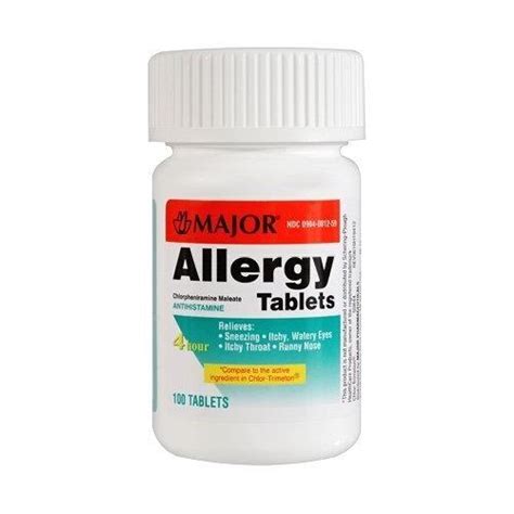 3 Pack Major Allergy Chlorpheniramine Maleate 4mg 100 Tablets Each 309040012593 Ebay