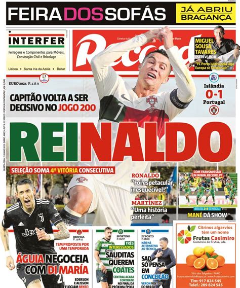 Capa Jornal Record Junho Capasjornais Pt