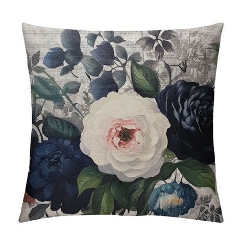 Comio Watercolor Floral Throw Pillow Cover Bouquet Roses Peonies Leaves