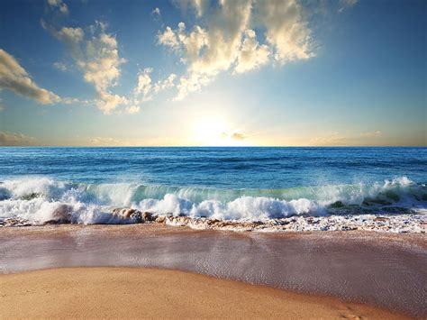 Hd Wallpaper Beautiful Sunset Scenery Sea Sky Clouds Sand Beach