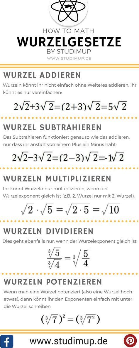 Wurzelgesetze Im Mathe Spickzettel Von Studimup Einfach Mathe Lernen