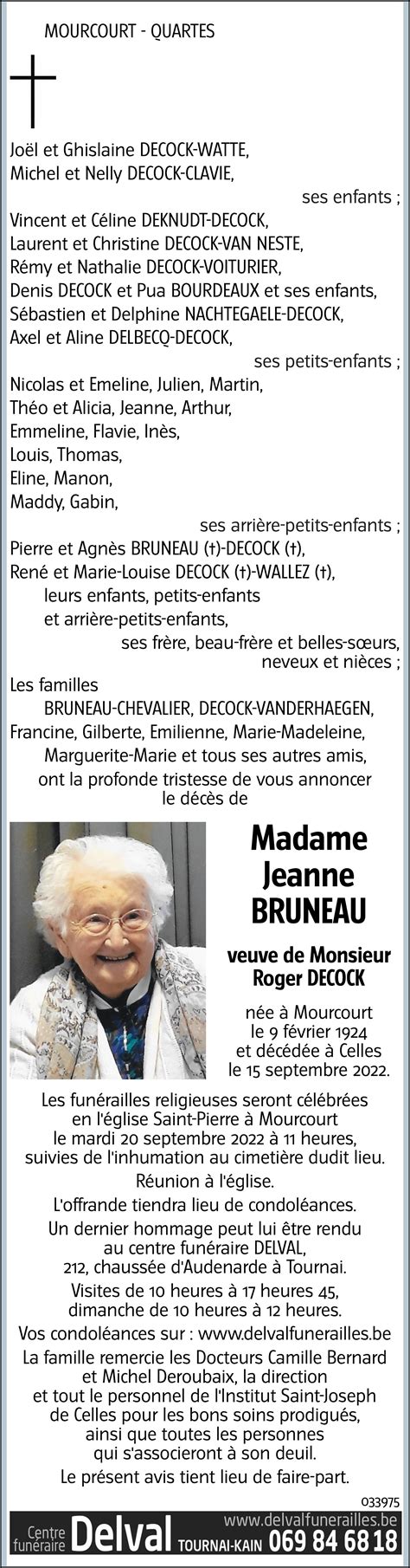 Jeanne BRUNEAU 15 09 2022 Avis nécrologique lavenir net