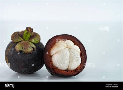 Ripe mangosteen or locally known as manggis, a famous fruit in Malaysia ...