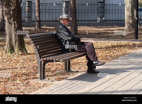 Old Man Sitting On Park Bench