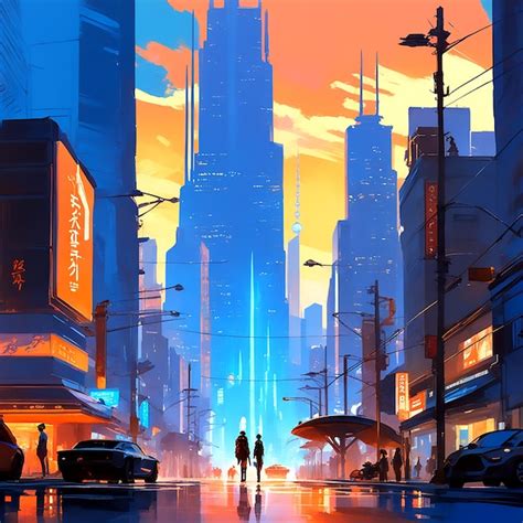 Premium AI Image | a scene from a futuristic city inspired by syd meads ...