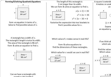 Solving Problems Involving Quadratic Equations Lesson Plan Diy Projects