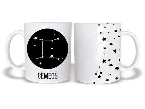 Caneca Signo Gêmeos 325Ml Cerâmica MadeiraMadeira