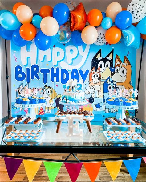 Bluey themed party table Disney Junior Birthday Party, First Birthday ...