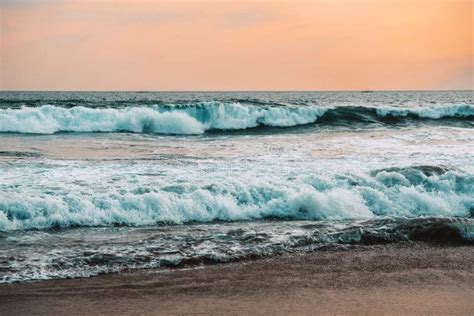 Big Waves During A Sunset In Hikkaduwa Sri Lanka Rough Sea With