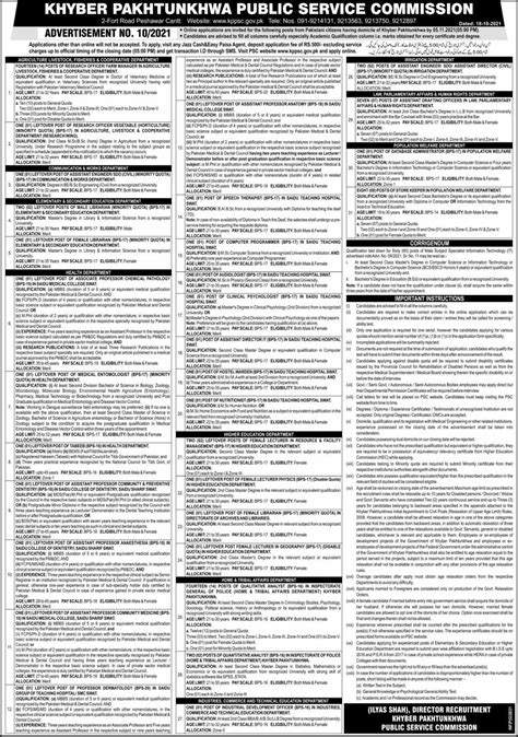 Khyber Pakhtunkhwa Public Service Commission Kppsc Jobs Job