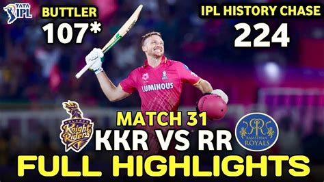 Rajasthan Royals Vs Kolkata Knight Riders St Ipl Match Full