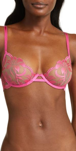 Bluebella Leonora Embroidered Underwire Bra In Fuchsia Pink Sheer At