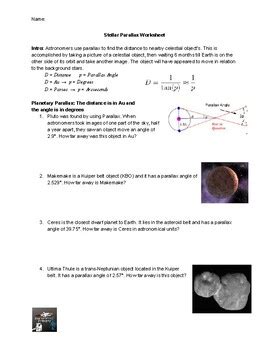 Stellar Parallax Worksheet By Engineering Futures TPT