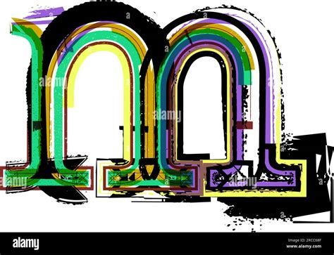 Art Sketched Fonts Lowercase Symbols Vector Illustration Letter M