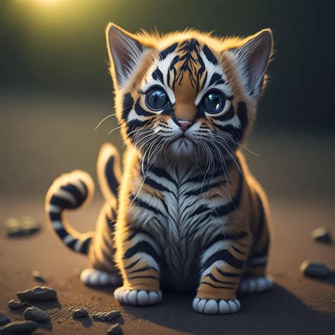 Premium AI Image | A cat with a black and white tiger fur.