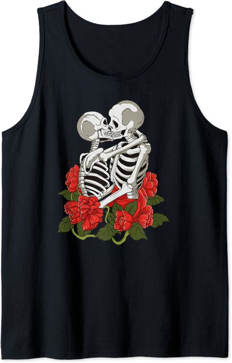 Kissing Skeletons And Skulls With Roses Tattoo Style T