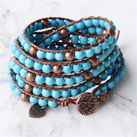 Good Vibes Bohemian Turquoise Magnesite 5x Wrap Bracelet Bluefish