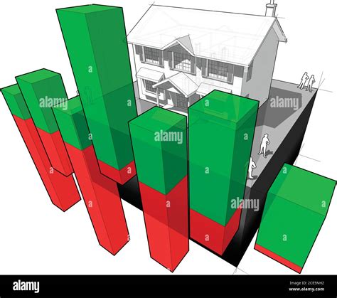 Diagram Of A Classic Colonial House With Abstract Business Diagram