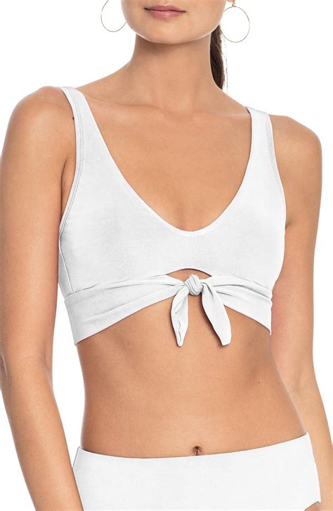 Buy Robin Piccone Ava Knot Front Bikini Top White At 40 Off