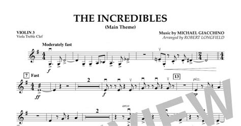 The Incredibles Main Theme Arr Robert Longfield Violin 3 Viola